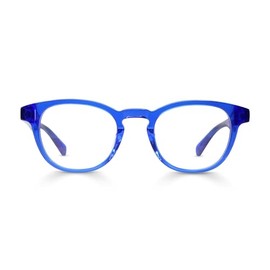 eyebobs - Clearly… | Premium Reading Glasses for Men and Women | Round Frame for Average Faces | Cobalt Blue Crystal, 1.00