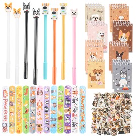78 Pieces Dog Party Bags, Dog Party Gift Set with Dog Figures Pens, Mini Notepads, Dog Slap Bracelets, Dog Stickers, Dog Birthday Party Accessories, Children Give Aways Party Favours