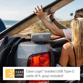 JBL Charge 5 (Red) + Bundle with Case Logic Braided USB Type-C Charge & Sync (6 ft, Gray)