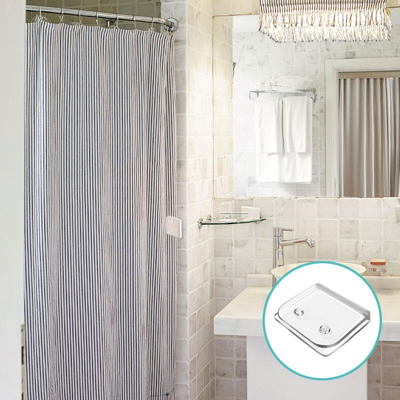 Binxus 15 Pcs Clear Shower Curtain Clips Self-Adhesive Shower Splash