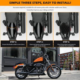 DREAMIZER Universal Black Motorcycle Solo Passenger Seat Rear Cushion 8 Suction Cups Compatible with Harley Davidson Sportster XL 883 1200 Forty Eight Dyna Chopper Bobber Custom (Black-rivet)