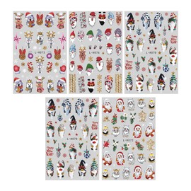 Nail Arts Stickers,5X Winter Nail Stickers Christmas Art | Fingernail Stickers, Colorful Little Girls Nail Decals, Cute Christmas Gel Nail Stickers for Home