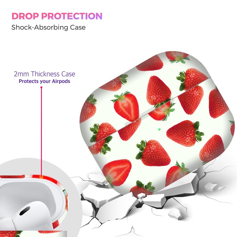 GlamCase Compataible with AirPods Pro 2nd Generation - Strawberry Pattern