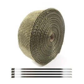 Thermovantage Bike Muffler Cover, Exhaust Manual, Exhaust Pipe, Heat Resistant Cloth, 2,300°F (1260°C), Inhibits Heat Dissipation, Glass Fiber, Comes with Binding Band, General Purpose, gold