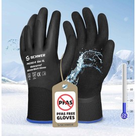 Schwer FreezeGuard Winter Work Gloves, ANSI A2 Cut Resistant Freezer Gloves for Outdoor Cold Weather Keep Hands Warm, Waterproof Gloves for Shoveling Snow, Ice Fishing, XL
