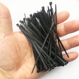Yaluzibi 4 inch Cable Ties Black 100 Pack, 2.5mm x 100mm Zip Ties Long 18 lbs Tensile Strength with UV Resistant, Nylon Plastic Self Locking Small Cable Wrap for Tidy Wires Home Workshop and Garden