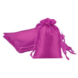 PATIKIL 4 x 6 Inch Satin Bags with Drawstring, 3 Pcs Silk Drawstring Gift Bags Wedding Favor Pouch for Jewelry Candy Christmas Party Graduation Birthday Easter, Rose Red