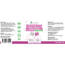 ALZURO LABS Alzuro Labs Berberine | 10.000mg Äquivalent (500mg 20:1 Extrakt Berberis Aristata) | 120 Vegane Kapseln | Hochdosiert | 4-Monatsvorrat | Laborgeprüft | GMP-zertifiziert