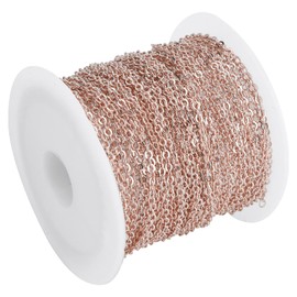 33FT Twisted Links Gold Curb Chains Flat Cross Metal Silver Link Chains for Jewelry Making Supplies, DIY Necklace Bracelet Jewelry Extender Chains Link Bulk Finding Chains (2.2x1.8x0.3mm)