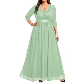 Formal Wedding Guest Dress Plus Size Sage Green Mother of Bride Lace Long Bridesmaid Evening Gowns Prom Dress Women 2025