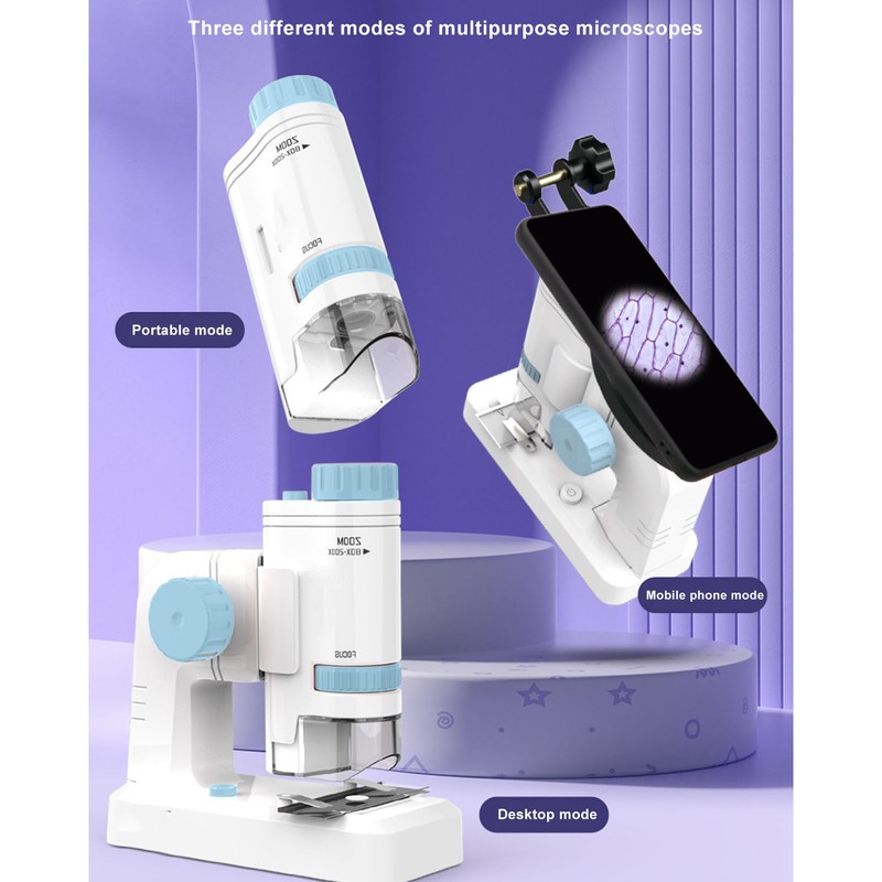80X‑200X Kids Microscope with 12PCS Slides 2 in 1 LED