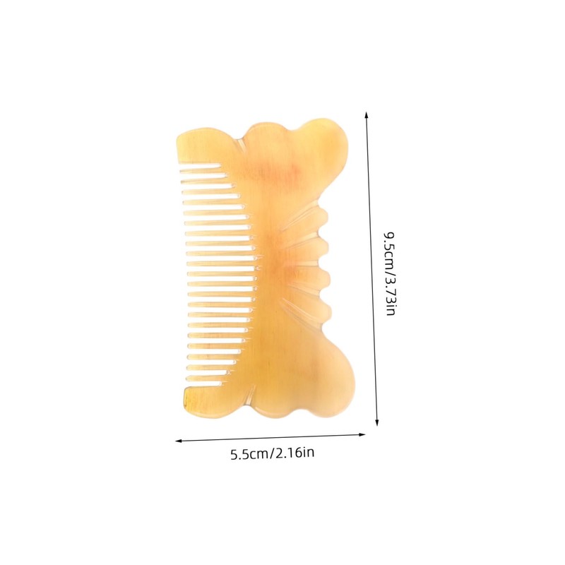 WOONEKY Handmade Natural Horn Scalp Massage Comb with Thickened Wide