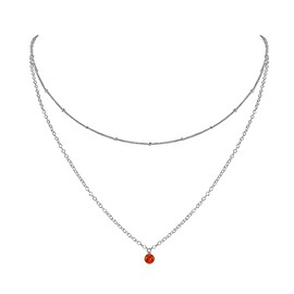 Carnelian Layered Choker in Stainless Steel
