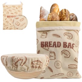 Beeswax Bread Bags with Bowl Cover for Fresh Bread Storage|Sourdough and Homemade Bread Bags, Reusable Food Storage Containers with Fermentation Bowl Cover