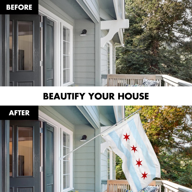 UD_G128 Flag Pole 5 FT Silver Tangle Free & Chicago