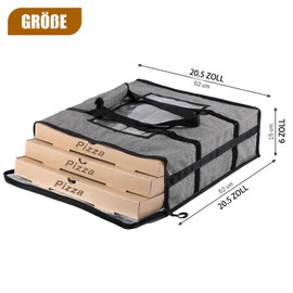 GNEGNI LIFE Pizza Bag, Foldable Insulated Cooler Bag, Thermal Pizza Delivery Bag for Takeaway Cold and Hot Foods, Pizza, Restaurant, Uber Eats, gray, Pizza bag