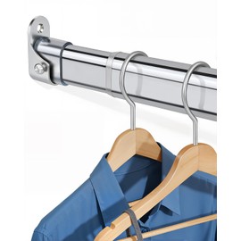 Heavy Duty Oval Closet Rod for Hanging Clothes, 29.5-51 Inch Adjustable Closet Rods, Premium Chrome