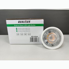 Qualilux MR16 GU10 Dusk to Dawn Light Bulbs, Warm White 3000K, 50W Equivalent, 500LM, Auto On/Off Light Sensor Bulb, Non-dimmable, LED 6W 4 Pack, HQ-H044
