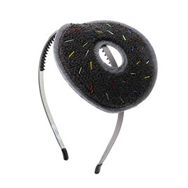 Motique Accessories Thin Metal Headband with Side Donut for Women and Girls- Grey