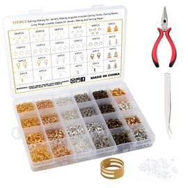 KEESIN Earring Making Kit, 3353 Pieces Jewellery Craft Set, Chain Clasp Set, Earring Making Set, Jewellery Making Kit, Repair Earrings, Bracelet, Necklace, DIY Beginners and Adults