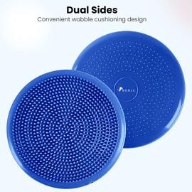 Balance Wobble Cushion, 34CM Inflatable Air Stability Cushion Balance Board with Pump, Non-slip Balance Disc Sitting Posture Trainer Wiggle Seat for Home Office Sensory Cushion Chair (Blue)