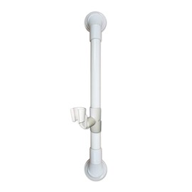 18 in MedGear Wall-Mount Bath Assisting Grab Bar, White & Includes Clip-On Shower Head Holder
