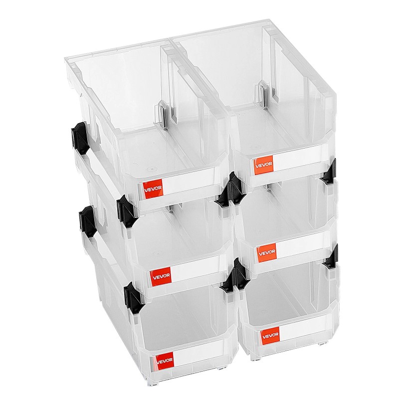 VEVOR Plastic Stackable Storage Bins 6 pcs Garage Organizer Bins
