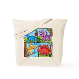 CafePress Dino Friends Tote Bag Natural Canvas Tote Bag, Reusable Shopping Bag