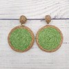 Bohemian Woven Straw Wicker Raffia Rattan Dangle Earrings Geometric Circle