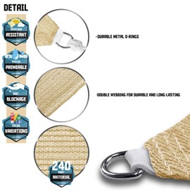 TANG Sunshades Depot Sand 23'x23'x23' Sun Shade Sail with 8 Inch Hardware Kit Equilateral Triangle UV Block Durable Fabric Outdoor Canopy - Custom