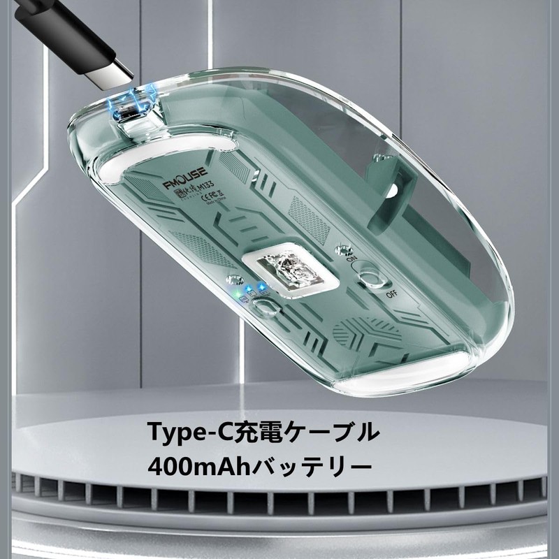 Transparent Mouse, 2.4G USB, Wireless, Bluetooth, Quiet, Type-C Charging, 4DPI,