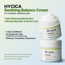 DearMYDEW HYCICA Soothing Balance Cream Moisturizer | Calming Hydration Barrier Care for Sensitive Skin, Centella, Ultra-Low Molecular Hyaluronic Acid, Vegan Fragrance-Free Korean Skincare, 2.70 fl oz