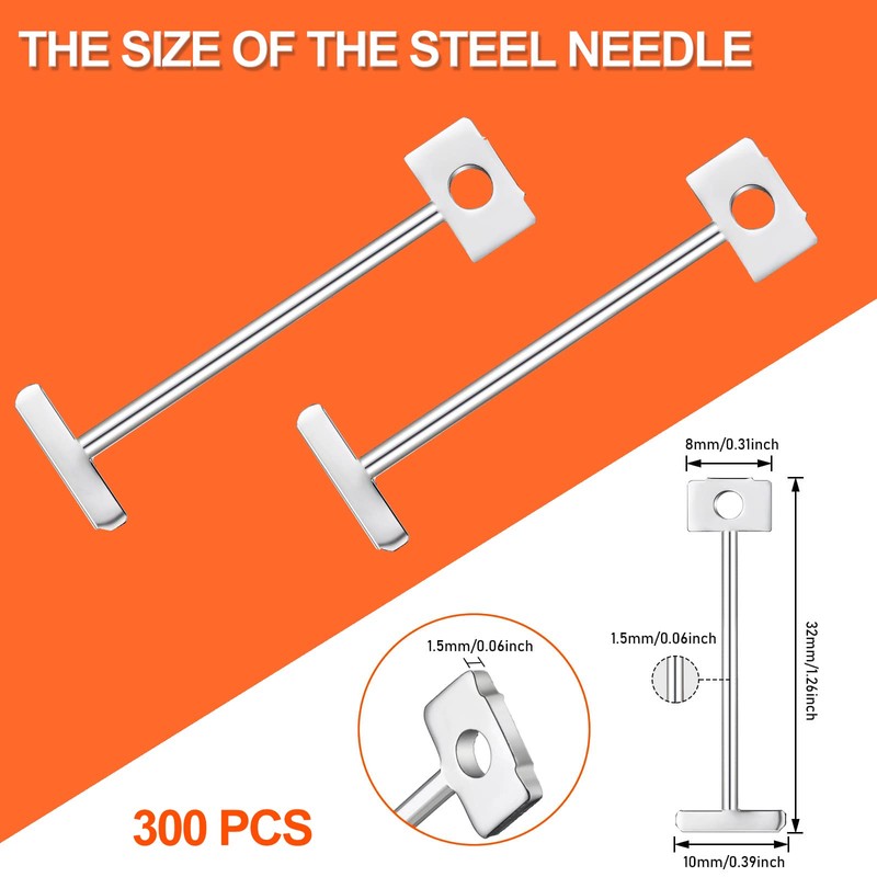 300pcs 1/16" Replacement Steel Needles for Flooring Wall Tile Leveling