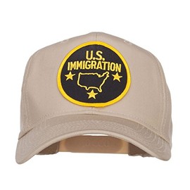 e4Hats.com US Immigration Patched High Profile Cap - Khaki OSFM