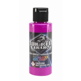 Wicked Colors Createx W021 Fluorescent Raspberry 2oz. water-based universal airbrush paint. by SprayGunner