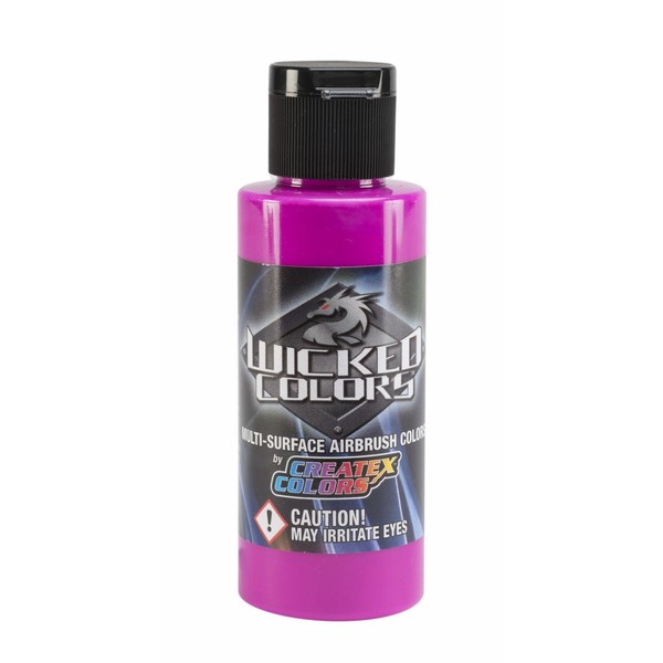 Wicked Colors Createx W021 Fluorescent Raspberry 2oz. water-based universal airbrush