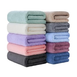Face Towels, Microfiber Towels, Set of 10, Approx. 13.8 x 29.5 inches (35 x 75 cm), Soft, Fluffy, Absorbent, Quick Drying, Breathable, Popular, Thin, Home, Hotel, Salon, Commercial Use, Gift (10