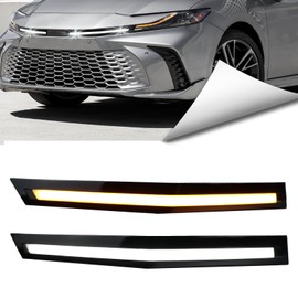 BINQIGOO 2Pcs Grille Lights LED Bar Front Switchback White&Amber LED Daytime Running Lights Compatible with Toyota Camry 2025 SE XSE LE XLE Amber Sequential Turn Signal Light Kit (clear)