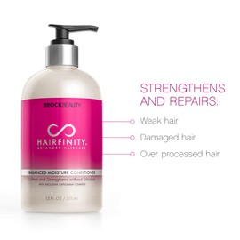 Hairfinity Balanced Moisture Biotin Conditioner - Silicone & Sulfate Free Growth Formula - Treatment for Damaged, Dry, Curly or Frizzy Hair - Thickening for Thin Hair, Safe for Color Treated Hair 12oz