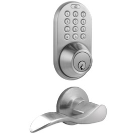 MiLocks DFL-02SN Electronic Touchpad Entry Keyless Deadbolt and Passage Lever Combo, Satin Nickel,7 x 4.5 x 10 inches