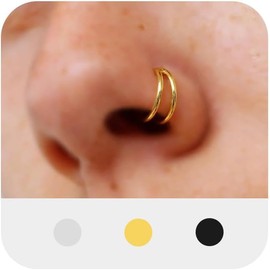 VFUN 16G 316L Stainless Steel Hinged Clicker Ring Septum Nose Piercing Anilli Woman Man CZ Inlaid Ball Piercing Ear Cartilage Helix 8-10 mm, Stainless Steel,Alloy Steel