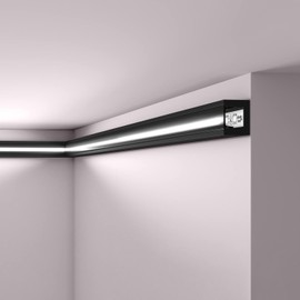 IL12 BLACK WALLSTYL Light Strips - 20 x 25 x 2000 mm - NOËL & MARQUET - A NMC Brand - Extruded Polystyrene with High Density