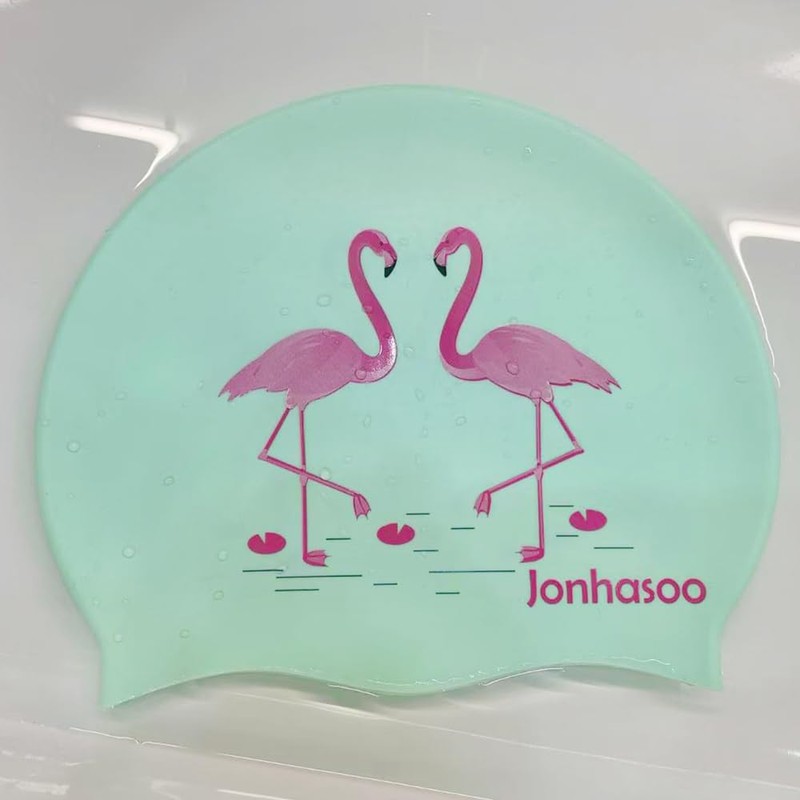 Jonhosoo Silicone Swim Cap for Women, Waterproof Long Hair Swimming