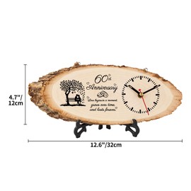 BeauGift 60th Anniversary Wedding Gifts for Parents Him Her, 60th Wedding Anniversary Clock Gifts for Husband Wife, 60th Anniversary Decorations Wooden Clock
