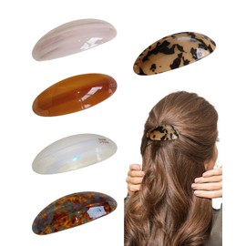 Pack of 5 Oval Hair Clips, French Acetate Hair Clip, Vintage Hair Clip, Flat Hair Clip for Girls, Long Thick Hair, for Wedding, Prom, Formal Hair Accessories