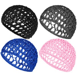 KFHENSOMR Mesh Crochet Hair Net wrap cap for women black hair mesh hairs wraps for black women Thick Short Rayon Knit Snood Hat Woman Hairnet Snoods Cover Ornament for Sleeping