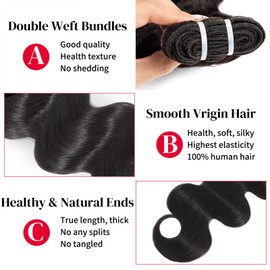 Bundles Human Hair Extensions Echthaar Tressen Echthaar Extensions für Schwarze Frauen Bundles Extensions Tressen Haarveralngerung Human Hair Bundle (body wave bundles human hair, 16 18 20 Zoll)