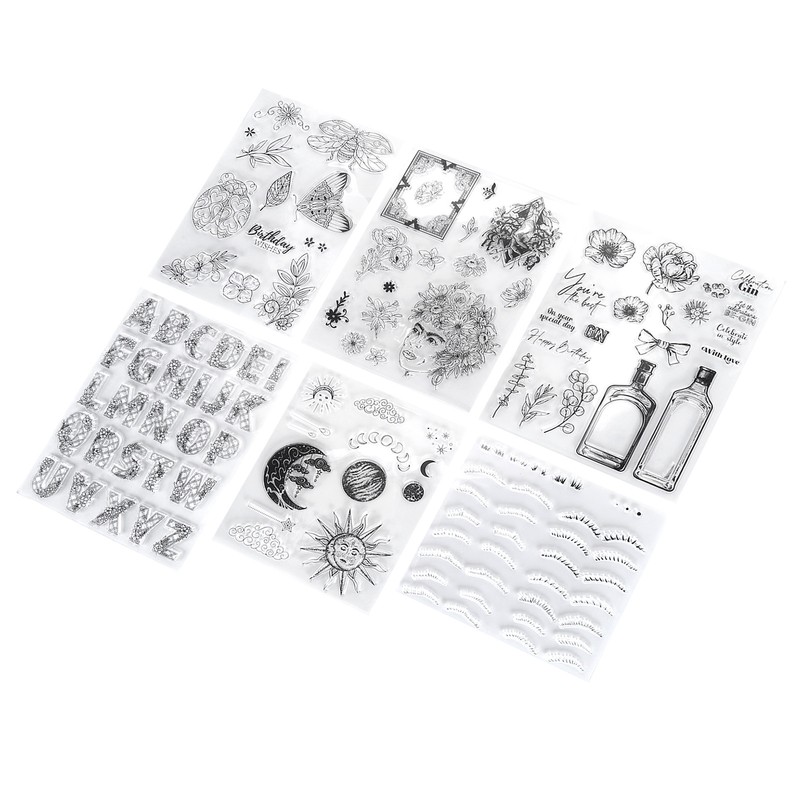 6pcs Silicone Embossing Folders Multipurpose DIY Craft Template Molds for