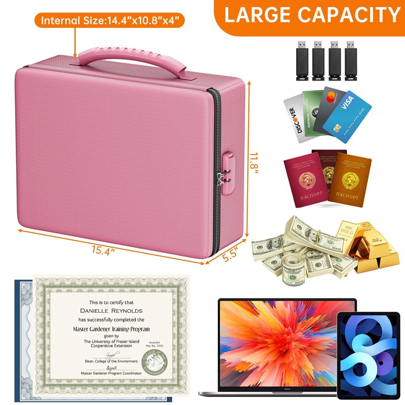 ENGPOW Fireproof Document Box, Hard Case File Box with Fireproof