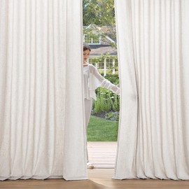 MIULEE Non-See-Through Privacy Linen Curtains 2 Panels, Light Filtering Window Curtains Farnhouse Textured Back Tab Semi Sheer Drapes for Bedroom Living Room, 52 x 84 Inches Long, White